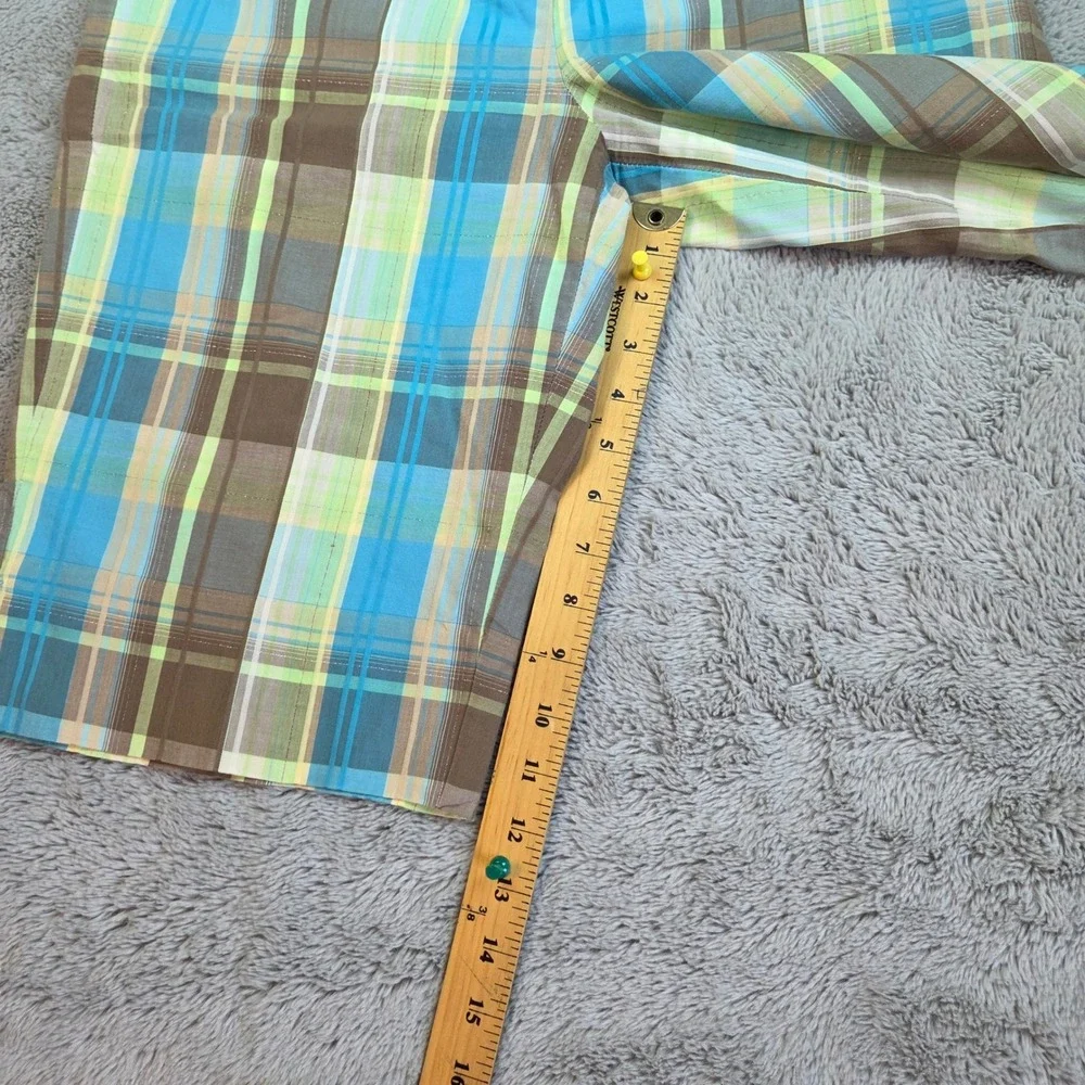 Talbots Plaid Walking Shorts Womens Sz 8 Metallic Accent Blue Green Brown Multi